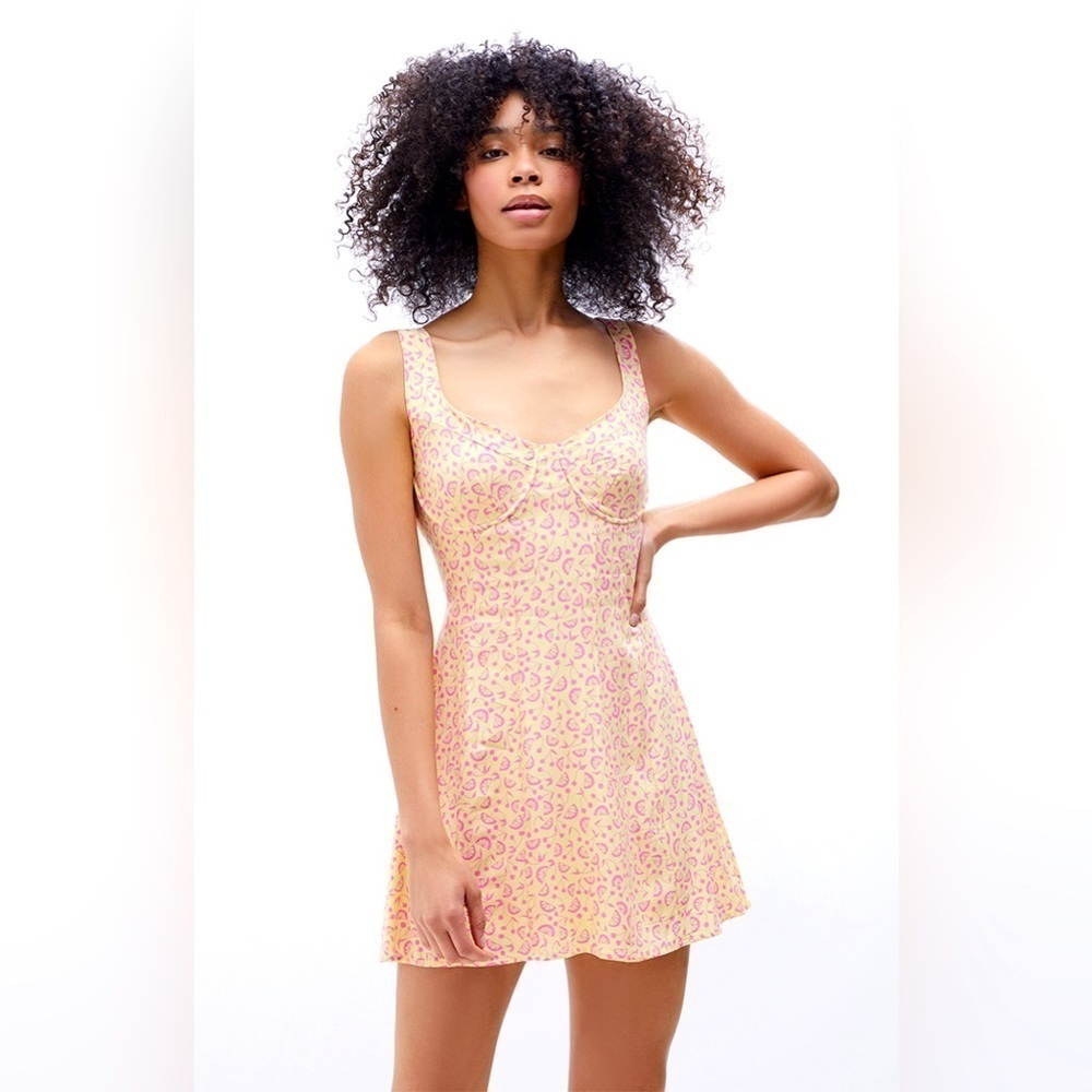 NWT Pacsun LA Hearts Lemon and cherry print corset mini dress with back cut out - Picture 2 of 5